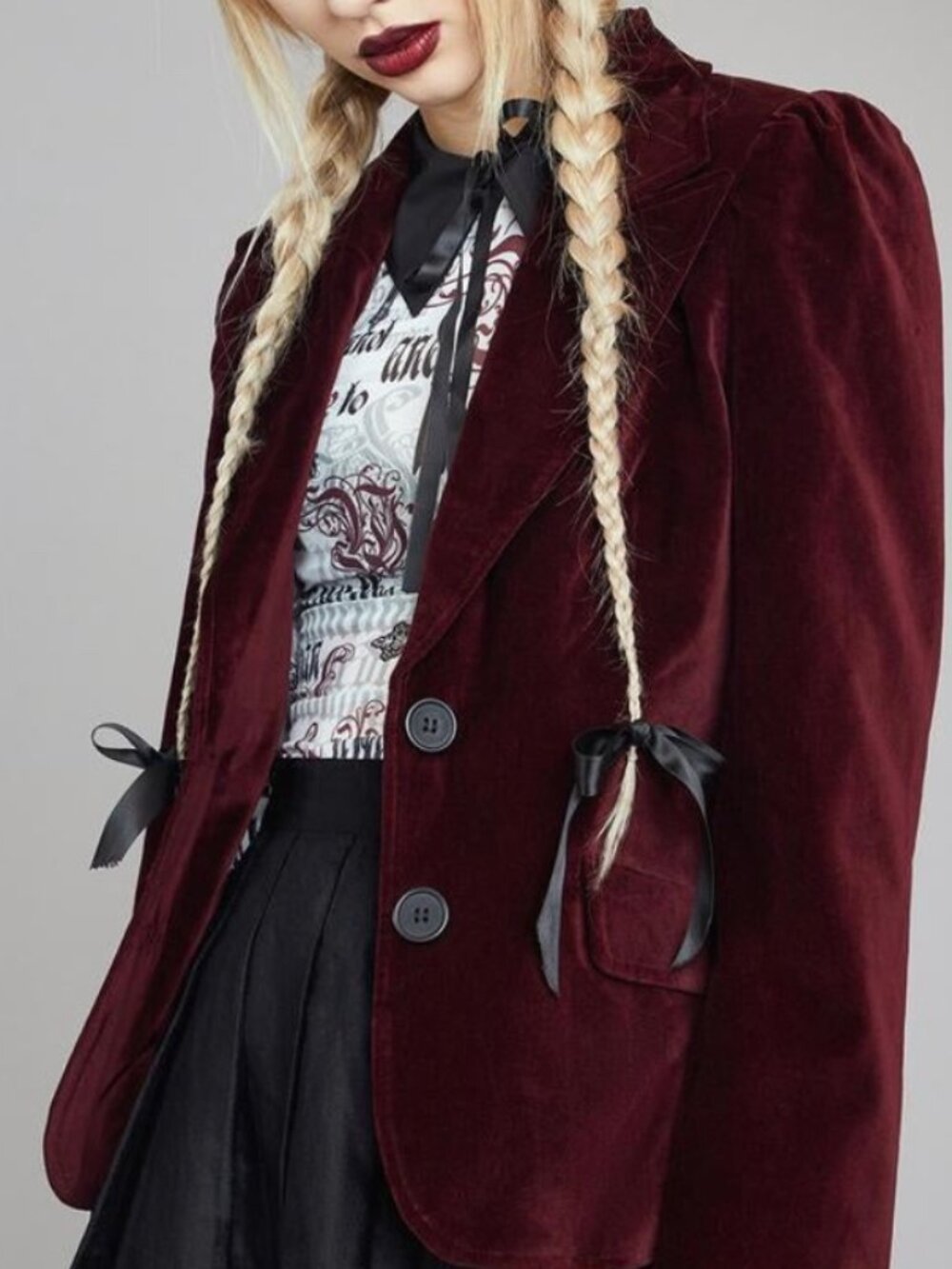 Regal Burgundy Velvet Jacket Blazer - Picture 3 of 5
